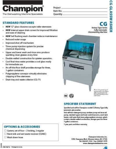 CG Glasswasher Machine