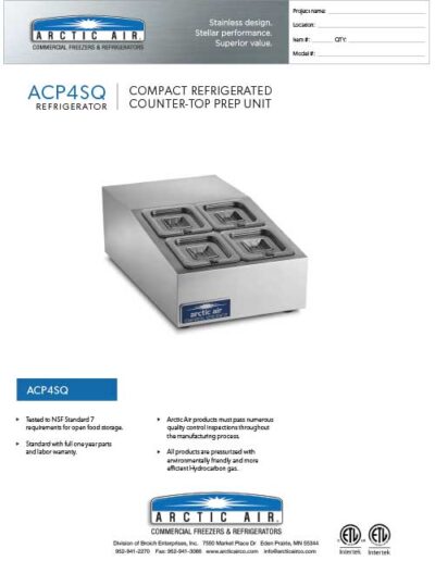 Counter-Top Prep Unit Model ACP4SQ