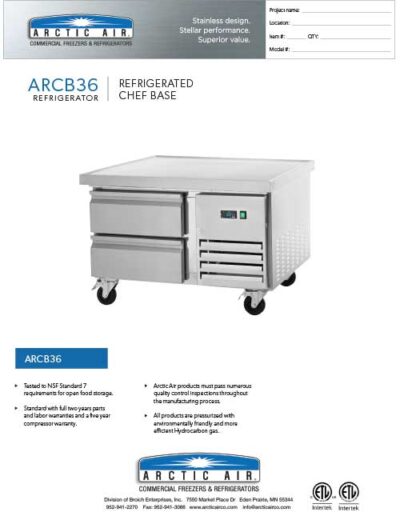 Refrigerated Chef Base Model ARCB36