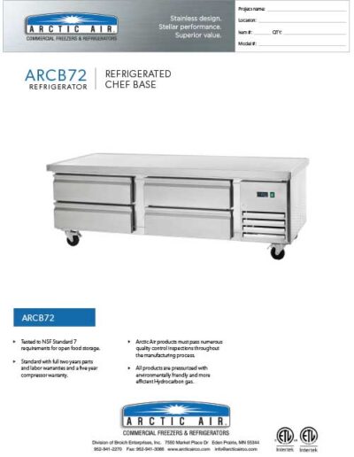 Refrigerated Chef Base Model ARCB72