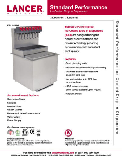 Standard Performance Ice Cooled Drop In Dispensers