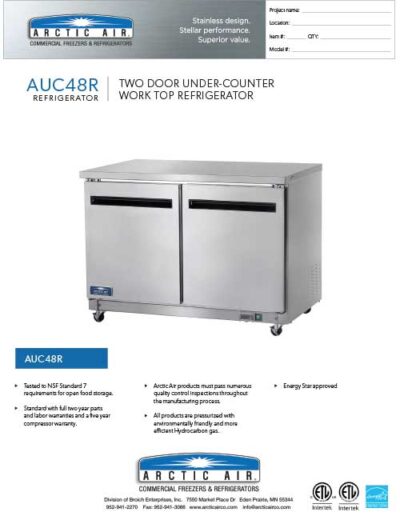 Two Door Under-Counter Model AUC48R