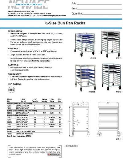 Bun Pan Racks – ½-Size